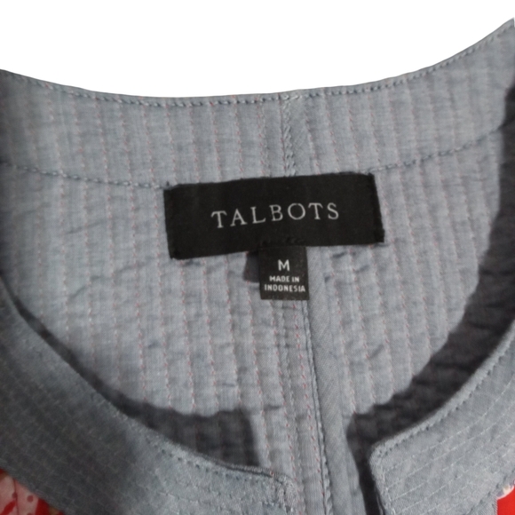 Talbots Red Paisley Floral Hook Closure Front Cardigan Jacket Women’s Medium - Picture 3 of 9